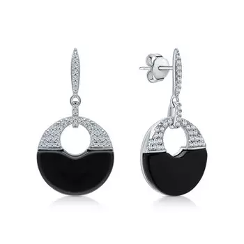 Серебряные серьги с фианитами и агатами природными