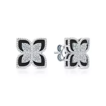 Серебряные серьги с фианитами и агатами природными