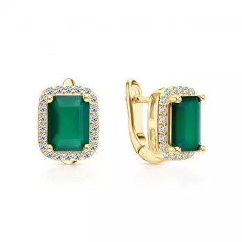 Серебряные серьги с фианитами и агатами природными