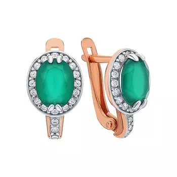 Серебряные серьги с фианитами и агатами природными