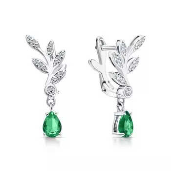 Серебряные серьги с фианитами и агатами природными