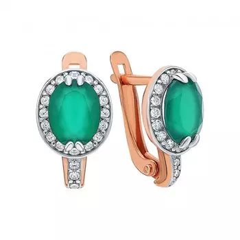 Серебряные серьги с фианитами и агатами природными