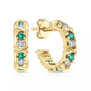 Серебряные серьги с фианитами и агатами природными