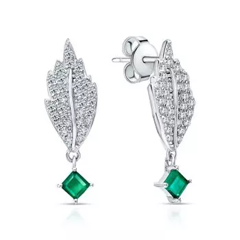 Серебряные серьги с фианитами и агатами природными