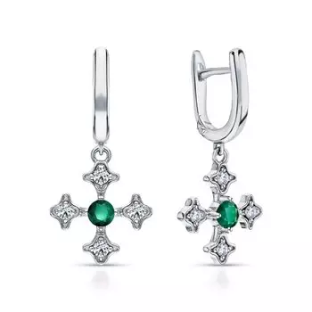 Серебряные серьги с фианитами и агатами природными