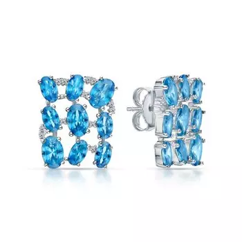 Серебряные серьги с фианитами и алпанитами