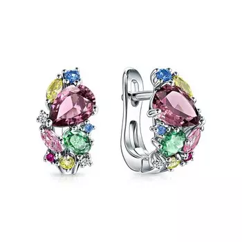 Серебряные серьги с фианитами и алпанитами