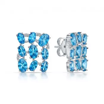 Серебряные серьги с фианитами и алпанитами