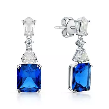 Серебряные серьги с фианитами и алпанитами