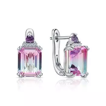 Серебряные серьги с фианитами и алпанитами дублетами