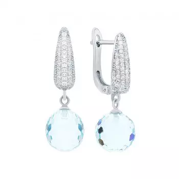 Серебряные серьги с фианитами и алпанитом