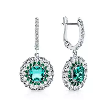 Серебряные серьги с фианитами и алпанитом