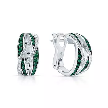 Серебряные серьги с фианитами и алпанитом