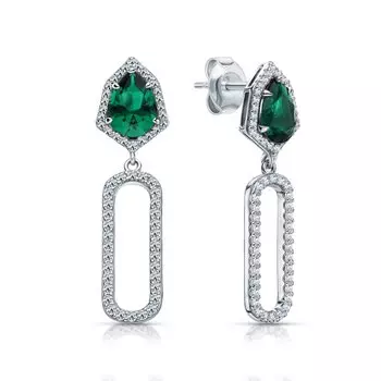 Серебряные серьги с фианитами и алпанитом