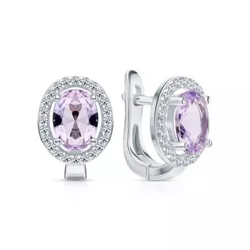 Серебряные серьги с фианитами и алпанитом