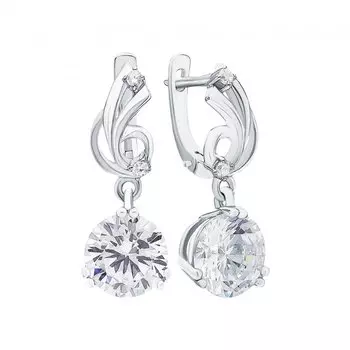 Серебряные серьги с фианитами и алпанитом