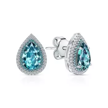 Серебряные серьги с фианитами и алпанитом