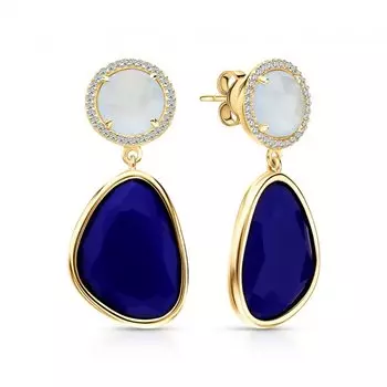 Серебряные серьги с фианитами и алпанитом