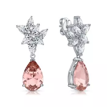 Серебряные серьги с фианитами и алпанитом