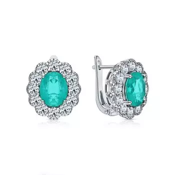 Серебряные серьги с фианитами и алпанитом