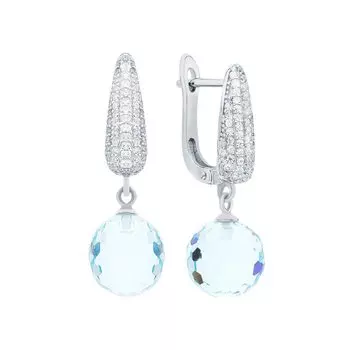 Серебряные серьги с фианитами и алпанитом