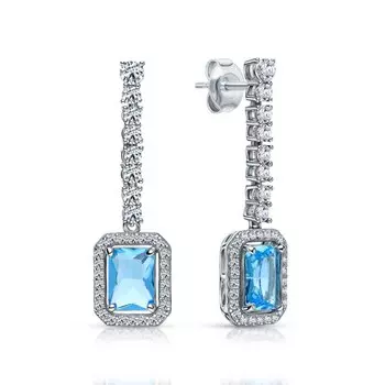 Серебряные серьги с фианитами и алпанитом