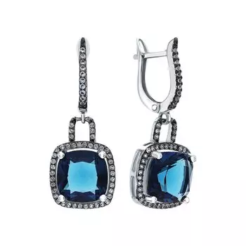 Серебряные серьги с фианитами и алпанитом