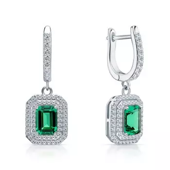 Серебряные серьги с фианитами и алпанитом