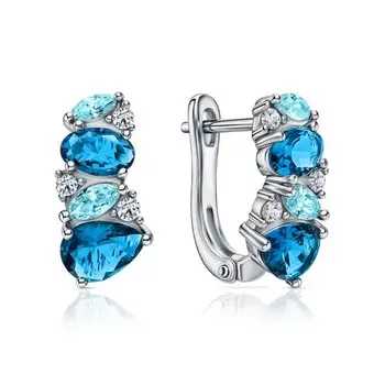 Серебряные серьги с фианитами и алпанитом