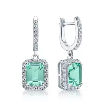 Серебряные серьги с фианитами и алпанитом