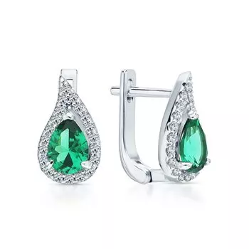 Серебряные серьги с фианитами и алпанитом