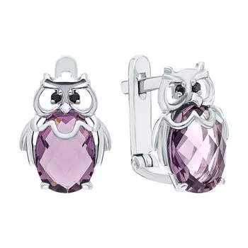 Серебряные серьги с фианитами и алпанитом