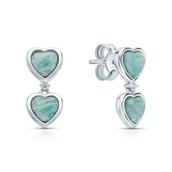 Серебряные серьги с фианитами и амазонитом