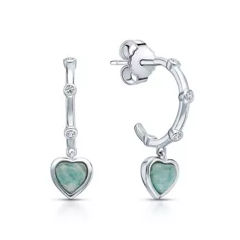 Серебряные серьги с фианитами и амазонитом