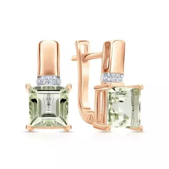 Серебряные серьги с фианитами и аметистами природными