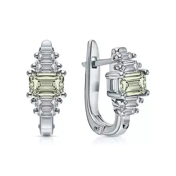 Серебряные серьги с фианитами и аметистами природными