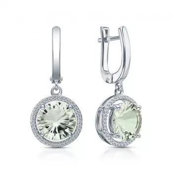 Серебряные серьги с фианитами и аметистами природными