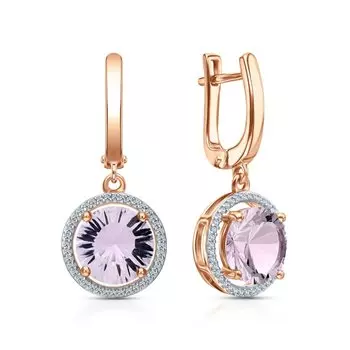 Серебряные серьги с фианитами и аметистом