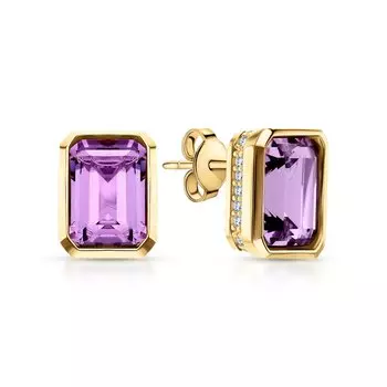 Серебряные серьги с фианитами и аметистом