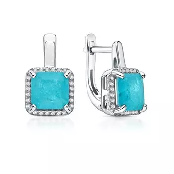 Серебряные серьги с фианитами и горными хрусталями природными