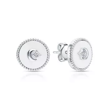 Серебряные серьги с фианитами и керамикой