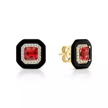 Серебряные серьги с фианитами и керамикой