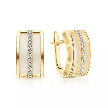 Серебряные серьги с фианитами и керамикой