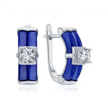 Серебряные серьги с фианитами и керамикой