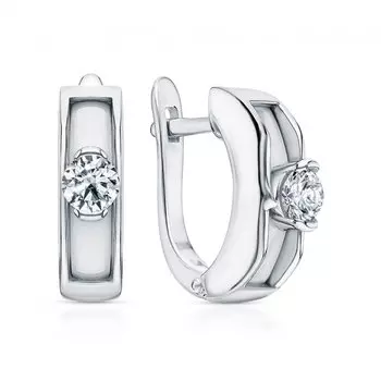 Серебряные серьги с фианитами и керамикой