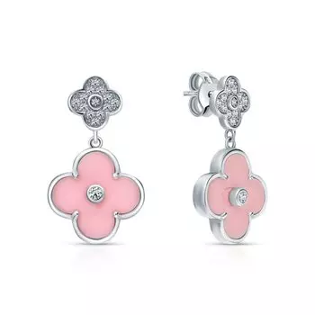 Серебряные серьги с фианитами и керамикой