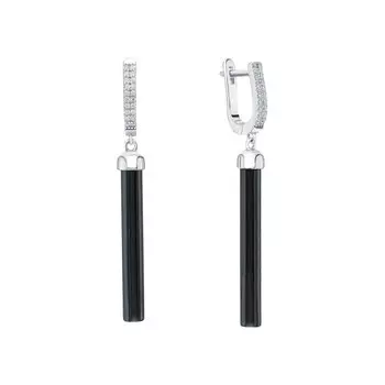 Серебряные серьги с фианитами и керамикой