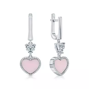 Серебряные серьги с фианитами и керамикой