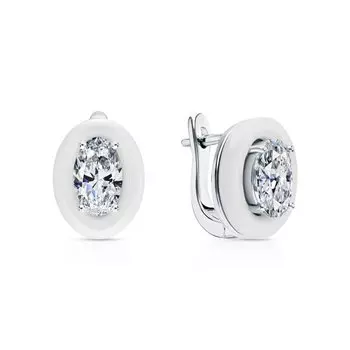 Серебряные серьги с фианитами и керамикой