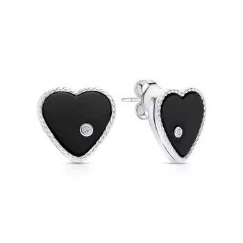 Серебряные серьги с фианитами и керамикой